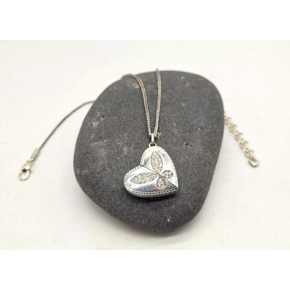 Brighton MAGIC TWIST Heart Flower Convertible Necklace Silver Collect Butterfly